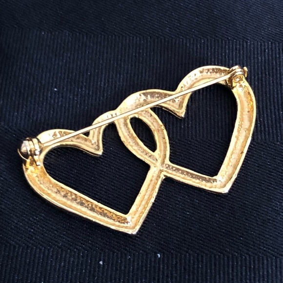 Vtg Double Heart Brooch - Picture 7 of 10